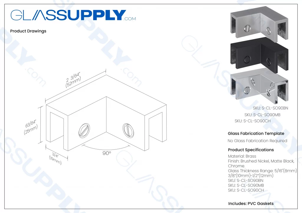 90° Sleeve Over Glass Clamp