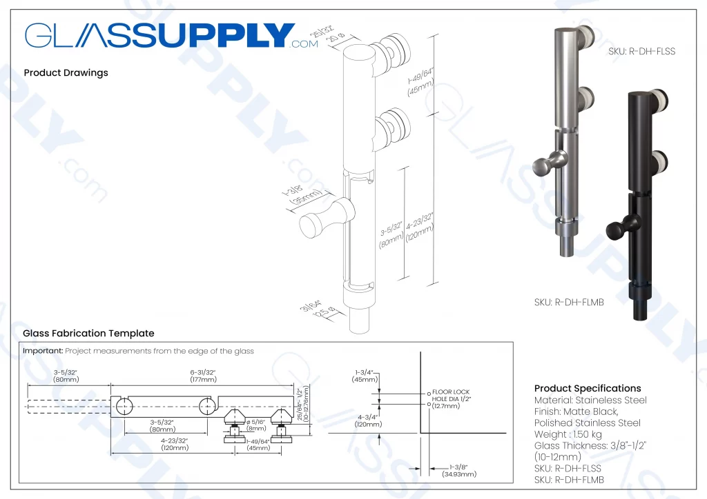 Floor Lock for Frameless Glass Railing