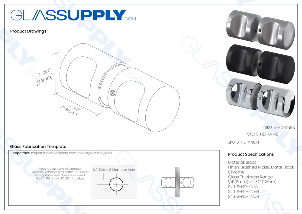 Easy Grip Door Knob Back to Back Mounted