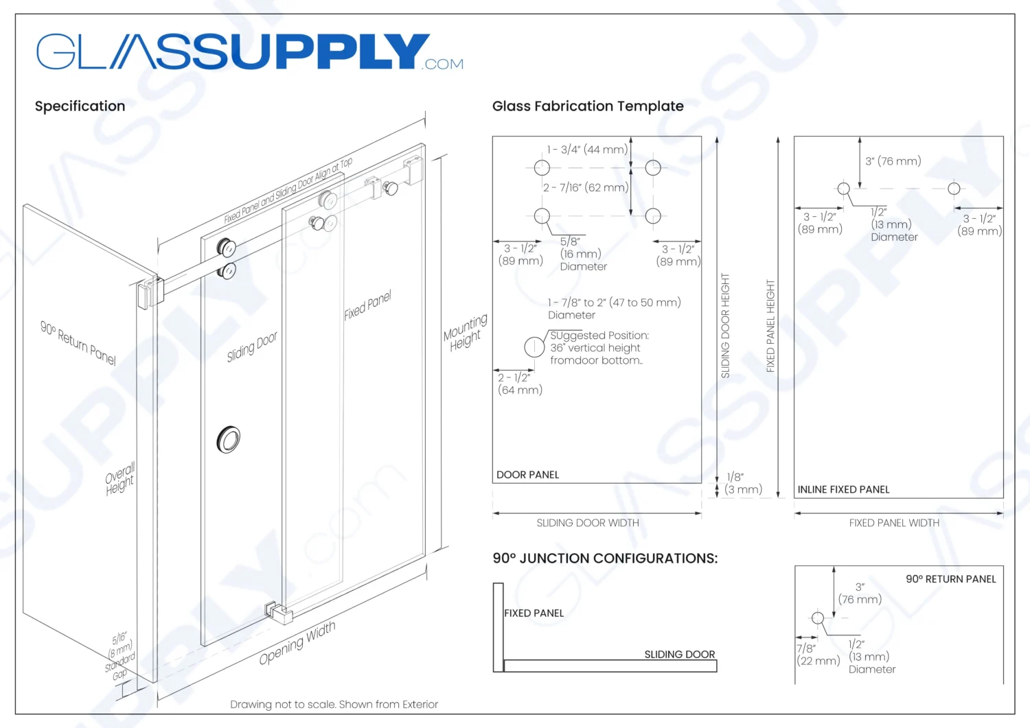 90 Degree Adaptor for GS Sliding Door System